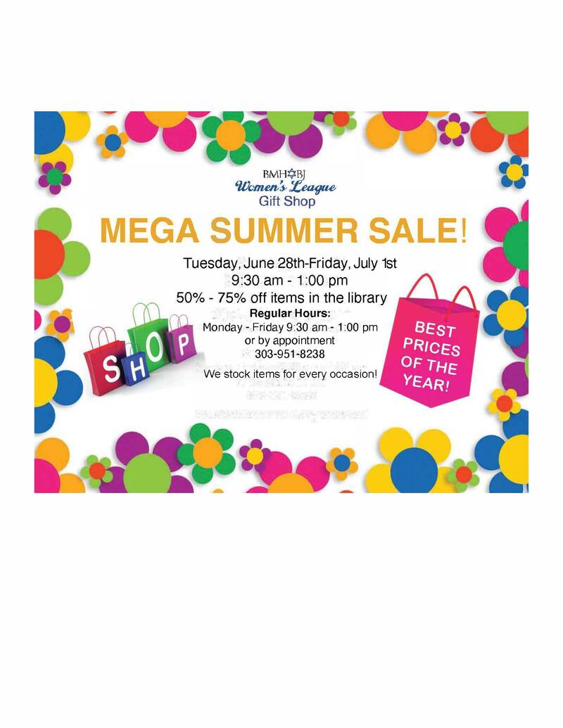 		                                		                                    <a href="http://www.bmh-bj.org/giftshop.html"
		                                    	target="">
		                                		                                <span class="slider_title">
		                                    BMH-BJ Gift Shop Mega Sale June 28th- July 1st		                                </span>
		                                		                                </a>
		                                		                                
		                                		                            	                            	
		                            <span class="slider_description">The BMH-BJ gift shop is full of wonderful items to help you celebrate special occasions.
Monday through Friday 9:30am - 1pm, or by appointment. Call Lori 303-564-9296 to set your appointment.</span>
		                            		                            		                            <a href="http://www.bmh-bj.org/giftshop.html" class="slider_link"
		                            	target="">
		                            	Visit the BMH-BJ Gift Shop		                            </a>
		                            		                            